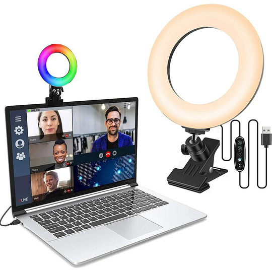 Litzee - Video Conference Lighting Kit with Clip for Mobile Phone Dimmable led Makeup Light for Live Stream/YouTube/TikTok/Photography Compatible