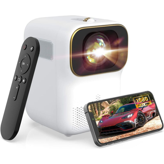 Mini Projector, Native WiFi 1080P Portable Projector, Built-in 3W Dual Speaker Outdoor Video Projector with hdmi for tv Stick, iOS, Android