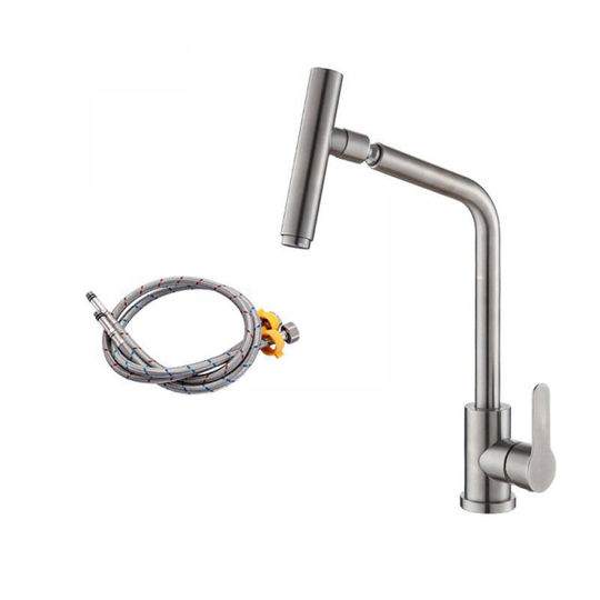 Thsinde - Hot and Cold Stainless Steel Kitchen Faucet Household Vegetable Basin Sink Splash-Proof Rotating Universal Faucet (Microphone Model with
