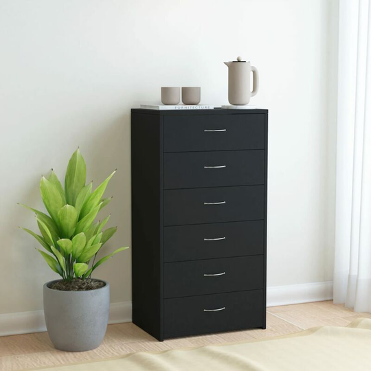 Sideboard with 7 Drawers Black 50x34x96 cm Chipboard VDTD31702 - Topdeal
