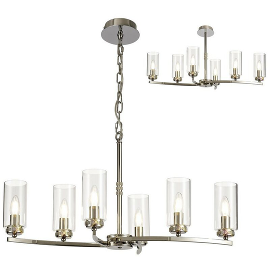 Ceiling Pendant, Semi Ceiling, 6 x E14, Polished Nickel - Luminosa Lighting