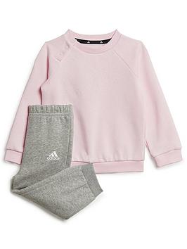 Adidas Favourites Toddler Girls Big Logo Crew &Amp; Jogger Set - Light Pink