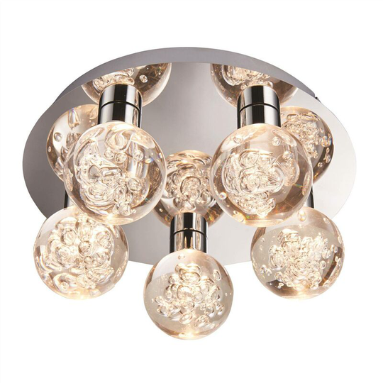 Endon Directory Lighting - Endon Versa - led 5 Light Bathroom Flush Chrome, Acrylic Bubble Effect IP44