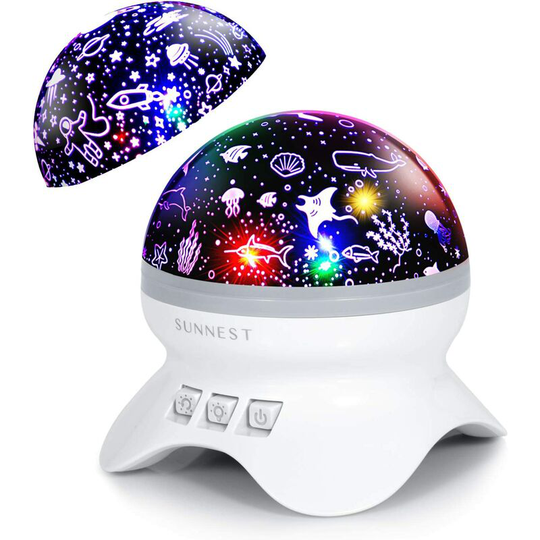 Einemgeld - Night Light for Kids, 2 in 1 Baby Night Light - Space and Ocean Themes Projector 360 Degree Rotation Star Projector - 4 led Bulbs 9 Light