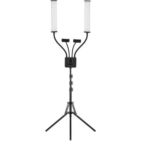 Asupermall - Flexible Double Arms led Video Light Photography Fill Light 3200K-5600K Dimmable with 2pcs Flexible Phone Holders + 1.6M/63in Metal