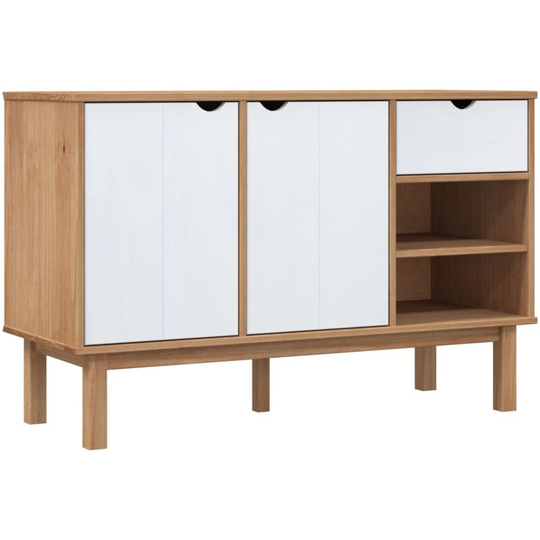 Sideboard Brown and White 114x43x73.5 cm Solid Wood Pine Vidaxl White