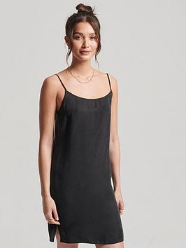 Superdry Studios Cupro Mini Dress -black, Black, Size 12, Women