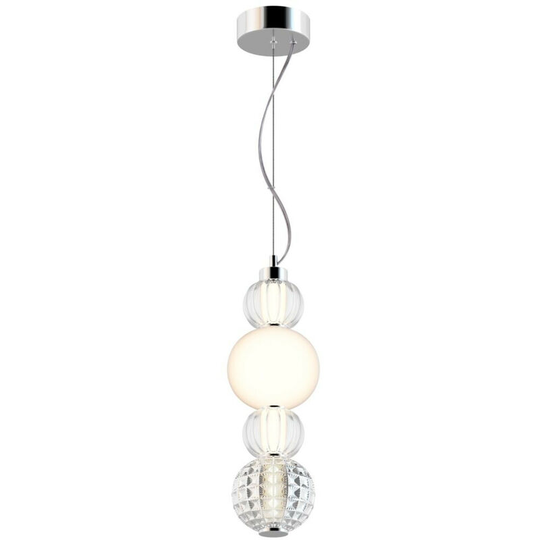 Maytoni Lighting - Maytoni Modern - Collar Modern Collar Integrated led Chrome Pendant Ceiling Light Glass Shade