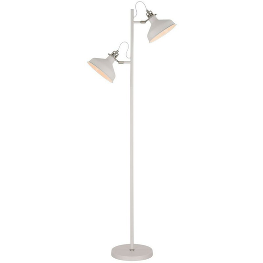 Floor Lamp, 2 x E27, Sand White, Satin Nickel, White - Luminosa Lighting