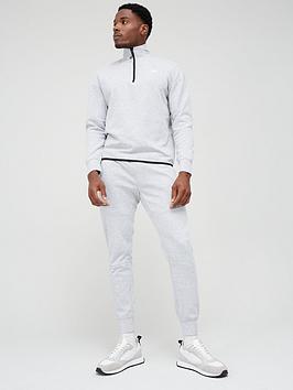 Jack & Jones Co Air 1/4 Zip Tracksuit - Light Grey Melange , Light Grey Melange, Size S, Men