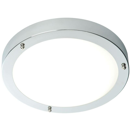 Endon Portico - led Bathroom Flush Ceiling Light Chrome, Frosted Glass IP44