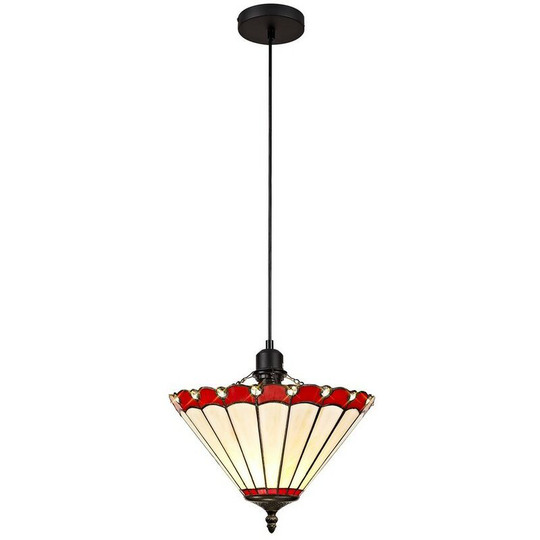 Luminosa Lighting - 1 Light Uplighter Ceiling Pendant E27 With 30cm Tiffany Shade, Red, Crystal, Black