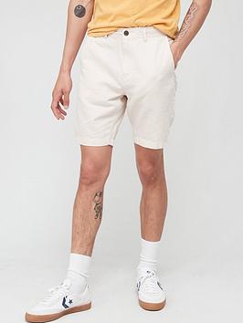 Superdry Studios Linen Turn Up Short - Stone, Stone, Size 30, Men