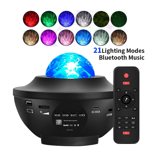 Thsinde - Easy to use)LED Star Projector Lamp, Rotating Night Light Projector with 21 Modes & Remote Control & Timer & Speaker & Bluetooth.
