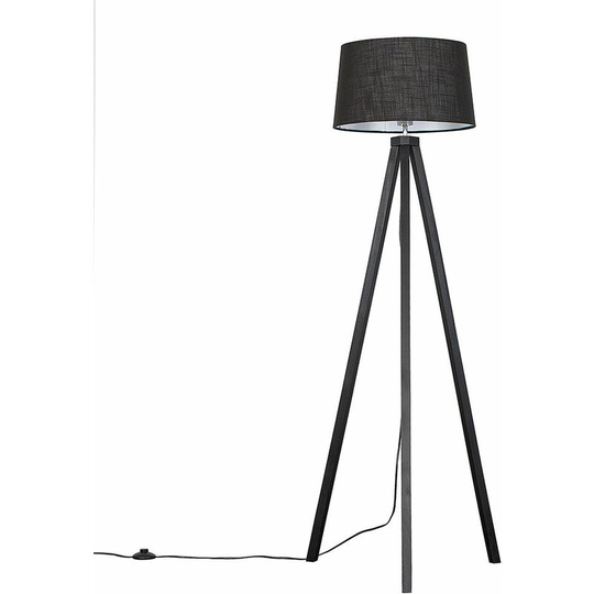 Wooden Tripod Floor Lamp with Doretta Shade - Black - Including led Bulb