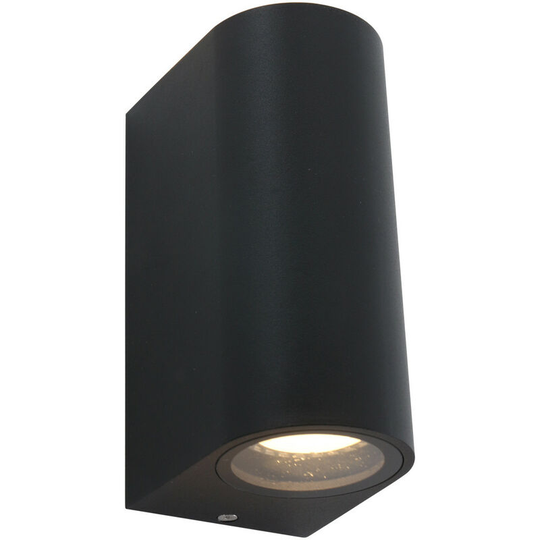 Sienna Outdoor Up Down Wall Light Black Matt, Glass Transparent IP44