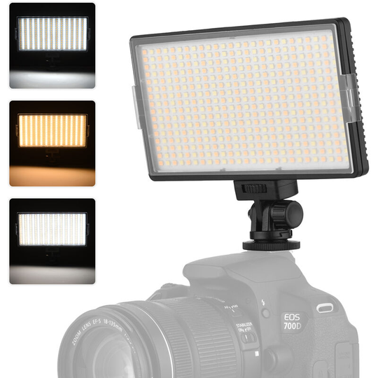LED-416 led Video Light Professional On-Camera Photography Light Panel 416PCS Bright Light Beads Adjustable Bi-Color Temperature 3200-5600K Dimmable