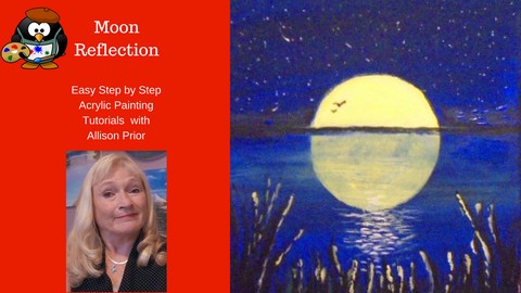 How to paint a Night Moon Reflection in Water.