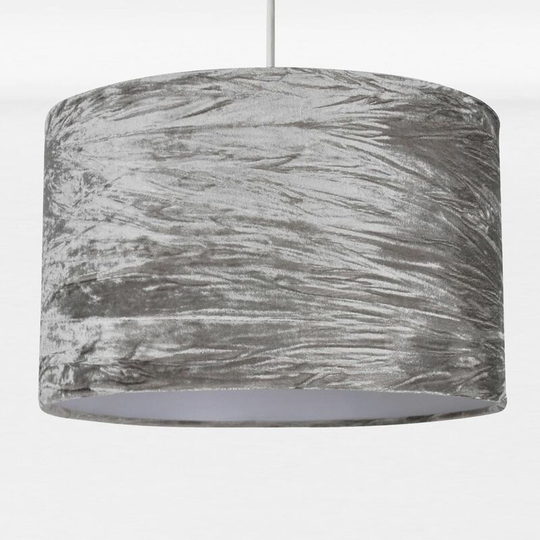First Choice Lighting - Grey Crushed Velvet Easy Fit Light Shade - Crushed grey velvet