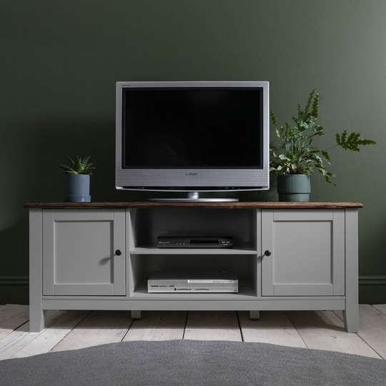 Laura James - Chatsworth grey tv Unit with storage - Grey