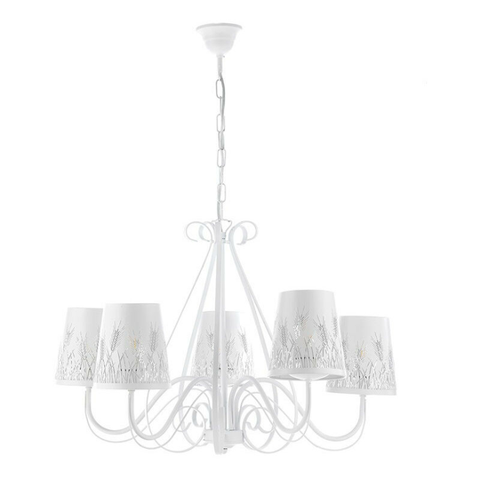 Onli Spiga 5 Light Multi Arm Pendant Ceiling Light, White Shades
