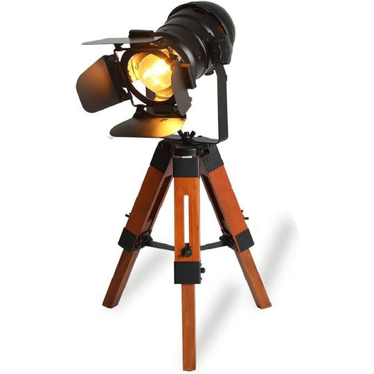 Briday - Modern Industrial Black Tripod Desk Lamp - Bedside Lamp Shade Vintage Floor Lamp Nautical Cinema Wood Floor Lamp, Table Lamp Reading Light