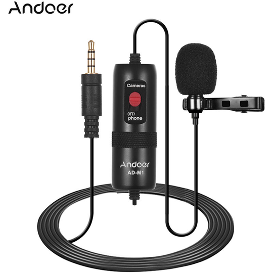 Andoer AD-M1 Omni-directional Condenser Microphone Lavalier Microphone with Foam Windscreen for Huawei Xiaomi Smartphone for DSLR Camera Camcorder