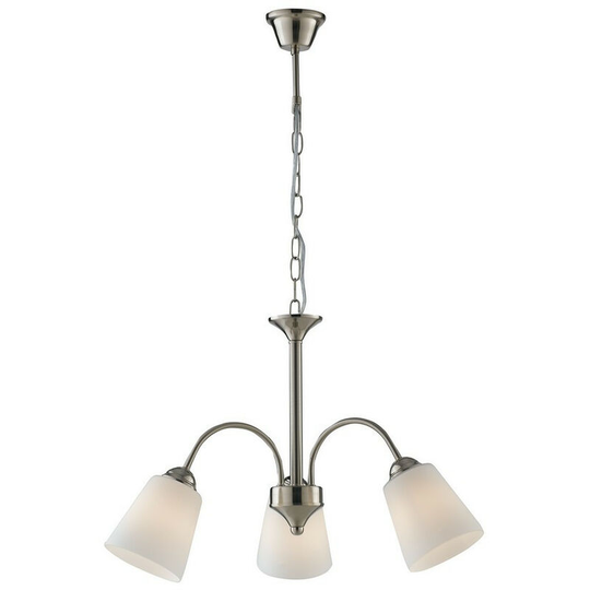 Fan Europe 3 Light Multi Arm Pendant Ceiling Light Nickel Glass Shades 55.5x37.9cm