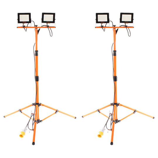 Vaunt - 110V 2 x 20W Site Floodlight with Tripod Twinpack - White