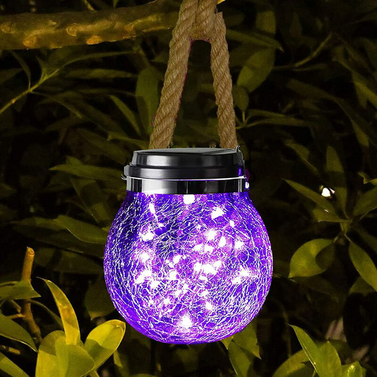 Aougo - Solar Lights, 1 Pack Outdoor Decorative Hanging Solar Lights with 30 led Waterproof Solar Lights Solar Garden Pot Lights ((Purple))