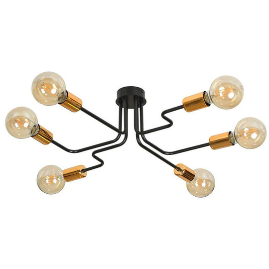 Emibig Harmony Black/Copper Multi Arm Semi Flush Ceiling light 6x E27
