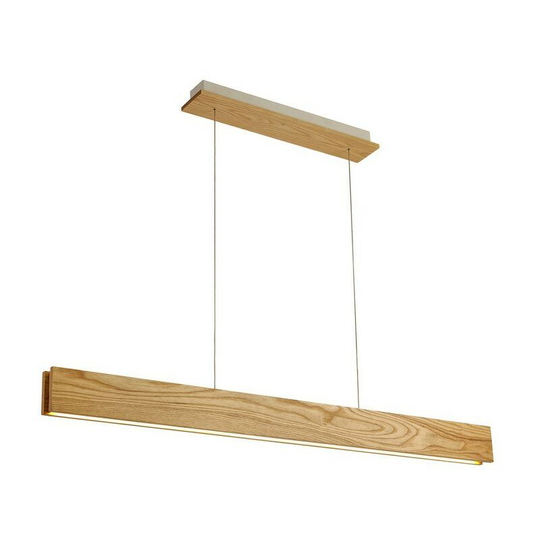 Luminosa Lighting - Linear Ceiling Pendant, 2 x 20W led, 3000K, 1662lm, Medium Oak, Matt White