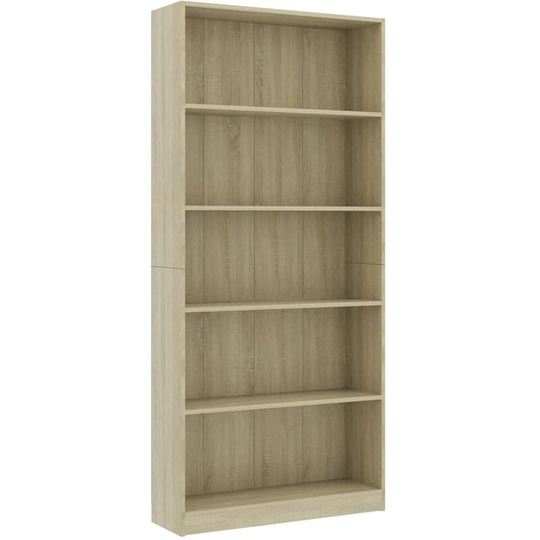 Vidaxl - 5-Tier Book Cabinet Sonoma Oak 80x24x175 cm Engineered Wood Brown
