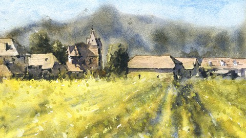 Paint a Sunflower Field in Watercolor