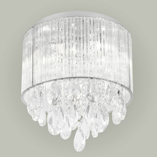 Harbour - Crystal Flush Ceiling Light - Polished chrome plate with crystal effect glass detail