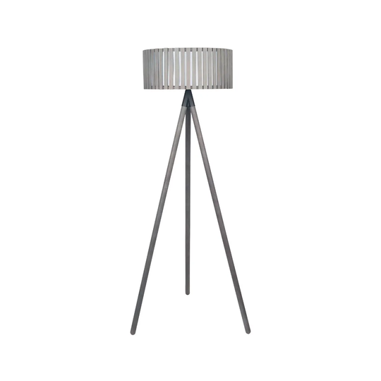Antique Wood Slat Tripod Floor Lamp Complete