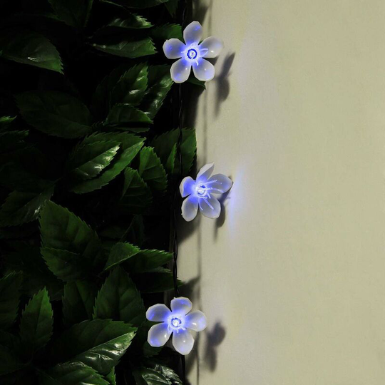 5m Solar Power Novelty Cherry Blossom led Fairy Lights Blue | Outdoor Garden Decoration - Blue
