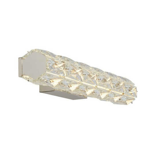 Searchlight Remy Led Wall Light Hexagonal Tube Bar, Chrome, Clear Crystal Trim, 45Cm