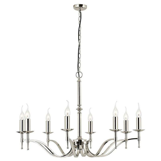 Interiors - 8 Light Chandelier Polished Nickel Plate Finish, E14