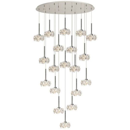 Luminosa Lighting - Luminosa Salisbury 19 Light G9 3.5m Oval Multiple Ceiling Pendant With Polished Chrome And Crystal Shade