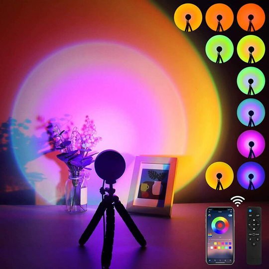 Bearsu - Sunset Light, Sunset Light, 16 Color Projector with Tripod, Sunset Halo, usb Rainbow led Light, Romantic Vision Light, 360 Degree Rotation,