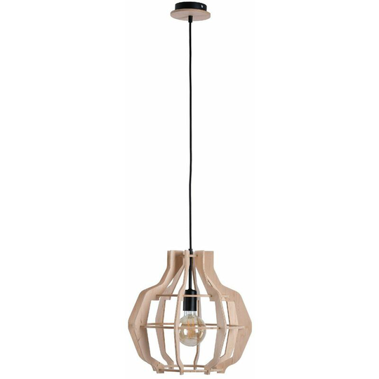 Keter Bento Wire Frame Pendant Ceiling Light Black, Wood, 38.5cm, 1x E27