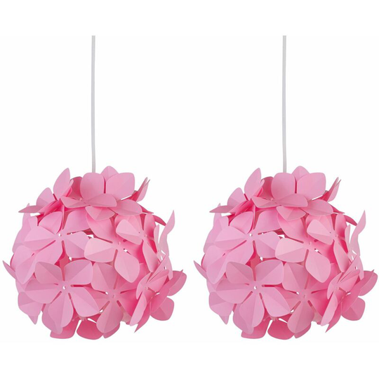 Set of 2 Pink Flower Easy Fit Light Shades - Pink pp flowers