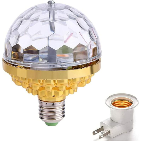 Aougo - Colorful Rotating Disco Magic Ball Light Bulb with Sockets, Strobe rgb led Light Bulb, Disco Light Bulb, for Birthday Party, Club, Bar,