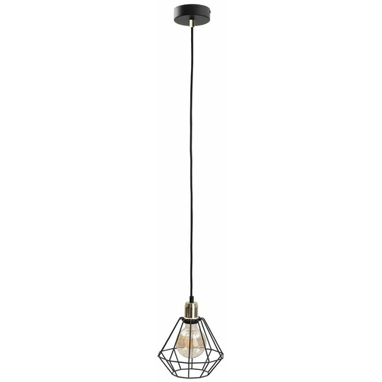 Keter Foskal Wire Frame Pendant Ceiling Light Gold, 20cm, 1x E27