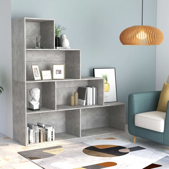 Devenirriche - Book Cabinet/Room Divider Concrete Grey 155x24x160 cm Chipboard - Grey