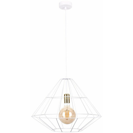 Keter Kira Wire Frame Pendant Ceiling Light White, Gold, 52cm, 1x E27