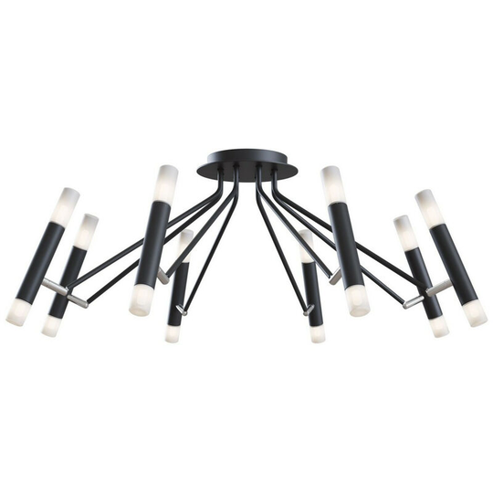 Maytoni Vigo Modern Multi Arm Semi Flush Ceiling light Black, Glass Matt White Shade