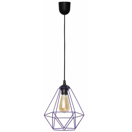 Helam Karo Wire Frame Pendant Ceiling Light Black, Purple 24cm
