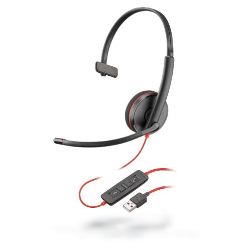 POLY Blackwire C3210 Headset Wired Head-band Calls/Music USB Type-A Black Red